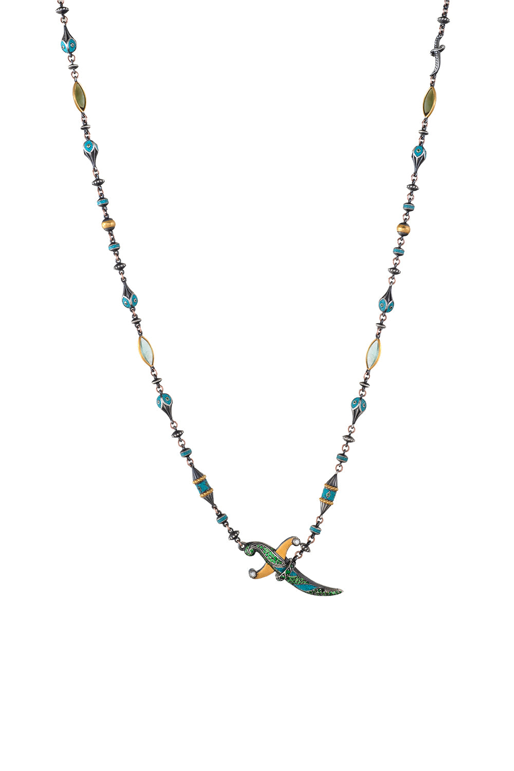 Tourmaline Diamond Micro Dagger Chain Necklace