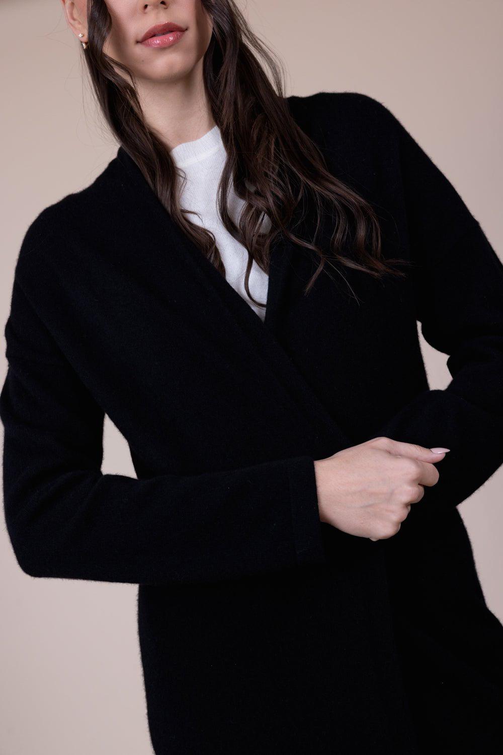 NAADAM-Collared Cardigan - Black-