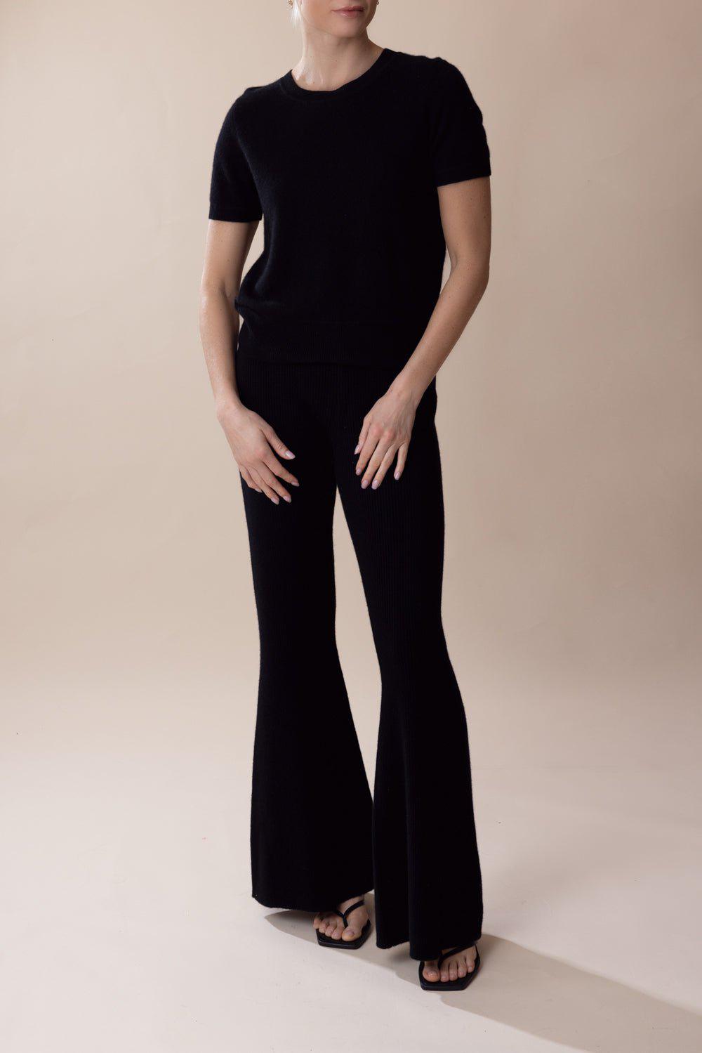 NAADAM-Short Sleeve Cropped Pullover - Black-