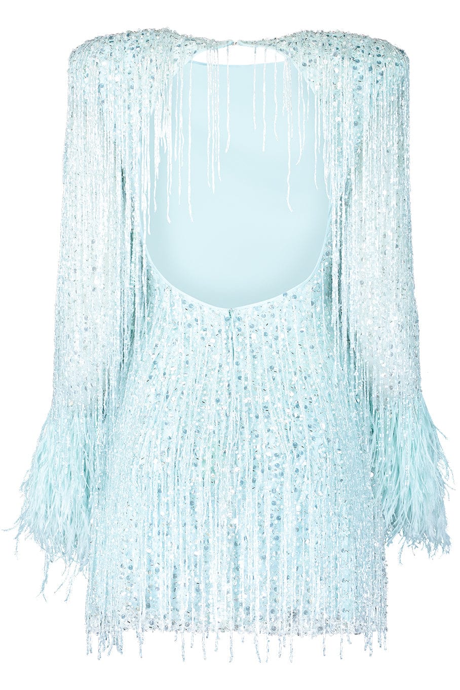 NAEEM KHAN-Long Sleeve Open Back Dress-PALEBLU