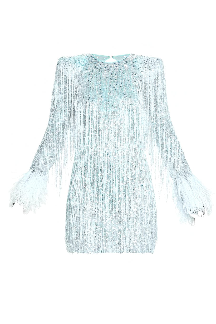 NAEEM KHAN-Long Sleeve Open Back Dress-PALEBLU