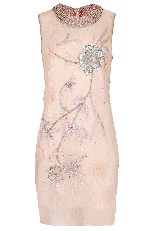 Sleeveless Beaded Midi Dress-PINK-14-CLOTHINGDRESSCOCKTAIL-NAEEM KHAN