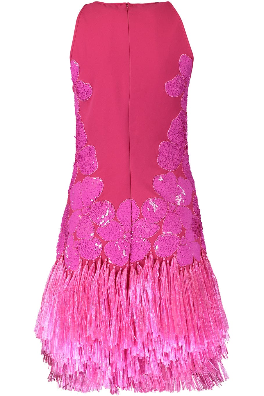 NAEEM KHAN-Sleeveless Raffia Hem Dress-PINK