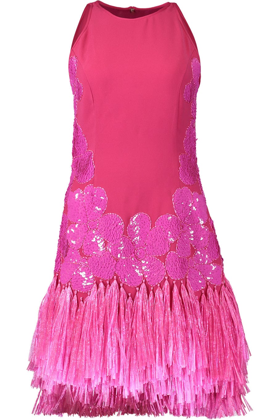 NAEEM KHAN-Sleeveless Raffia Hem Dress-PINK