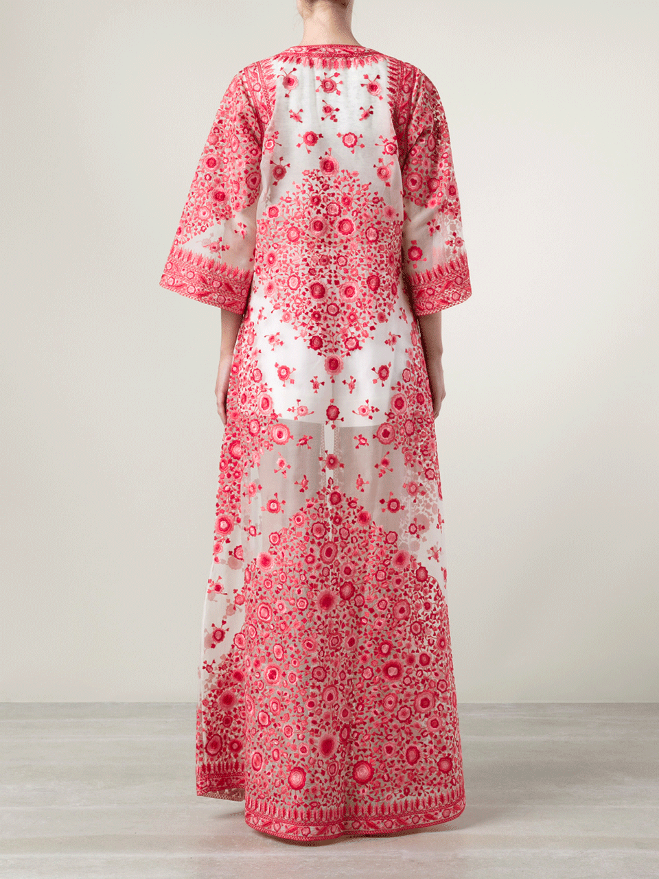 NAEEM KHAN-Long Embroidered Coat-PINK