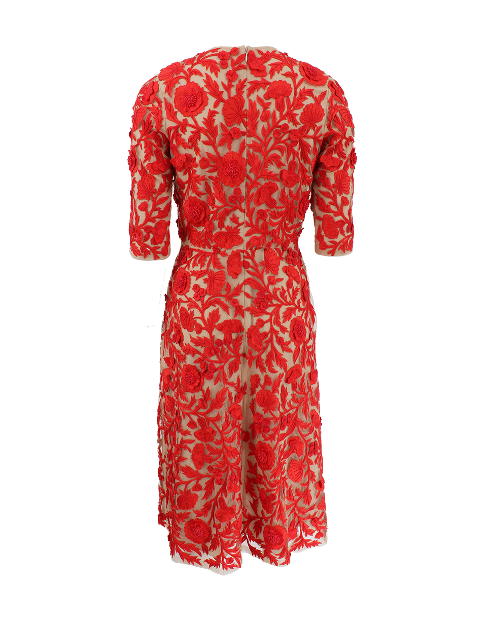 NAEEM KHAN-Floral Cocktail Dress-RED