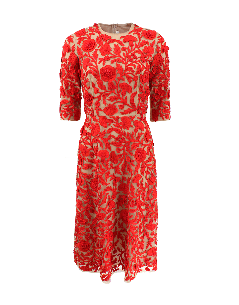 NAEEM KHAN-Floral Cocktail Dress-RED