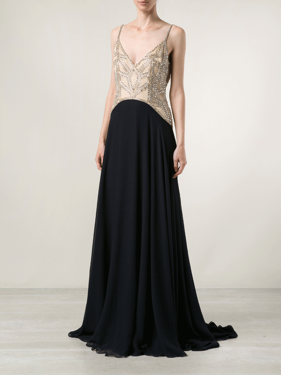 NAEEM KHAN-Embellished Top Gown-BLACK