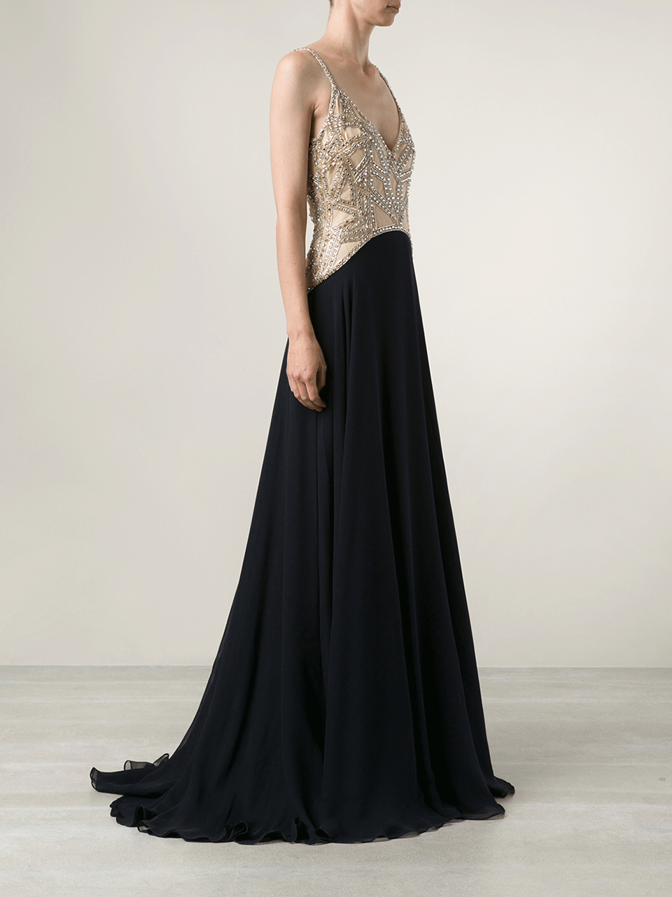 NAEEM KHAN-Embellished Top Gown-BLACK