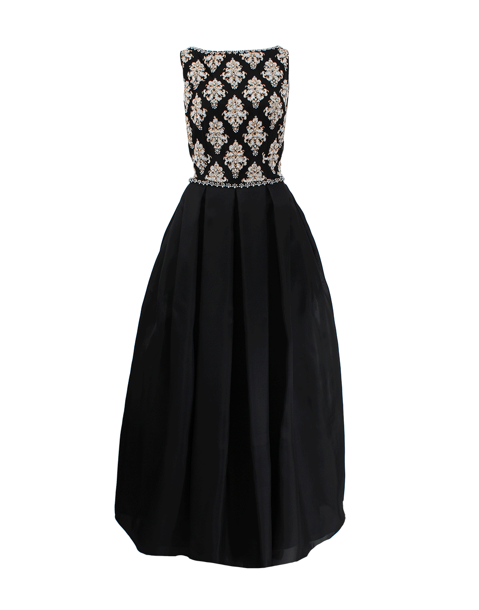 NAEEM KHAN-Crystal Embroidered Bodice Gown-BLACK