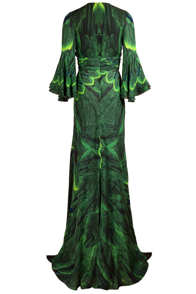 NAEEM KHAN-Long Sleeve V Neck Gown-