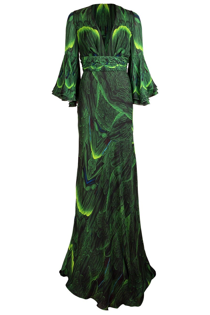 NAEEM KHAN-Long Sleeve V Neck Gown-