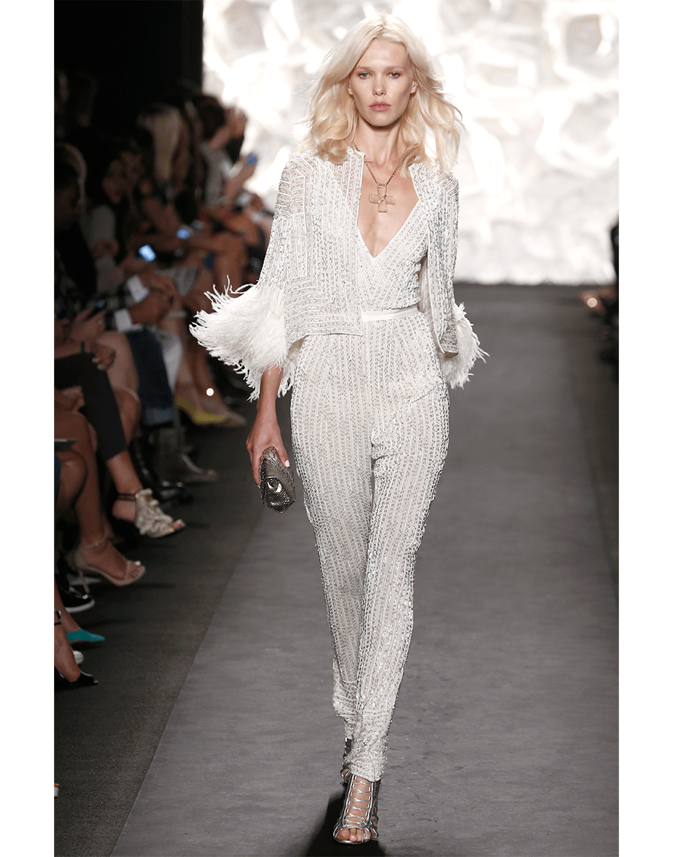 NAEEM KHAN-Linear Beaded Jacket-WHITE