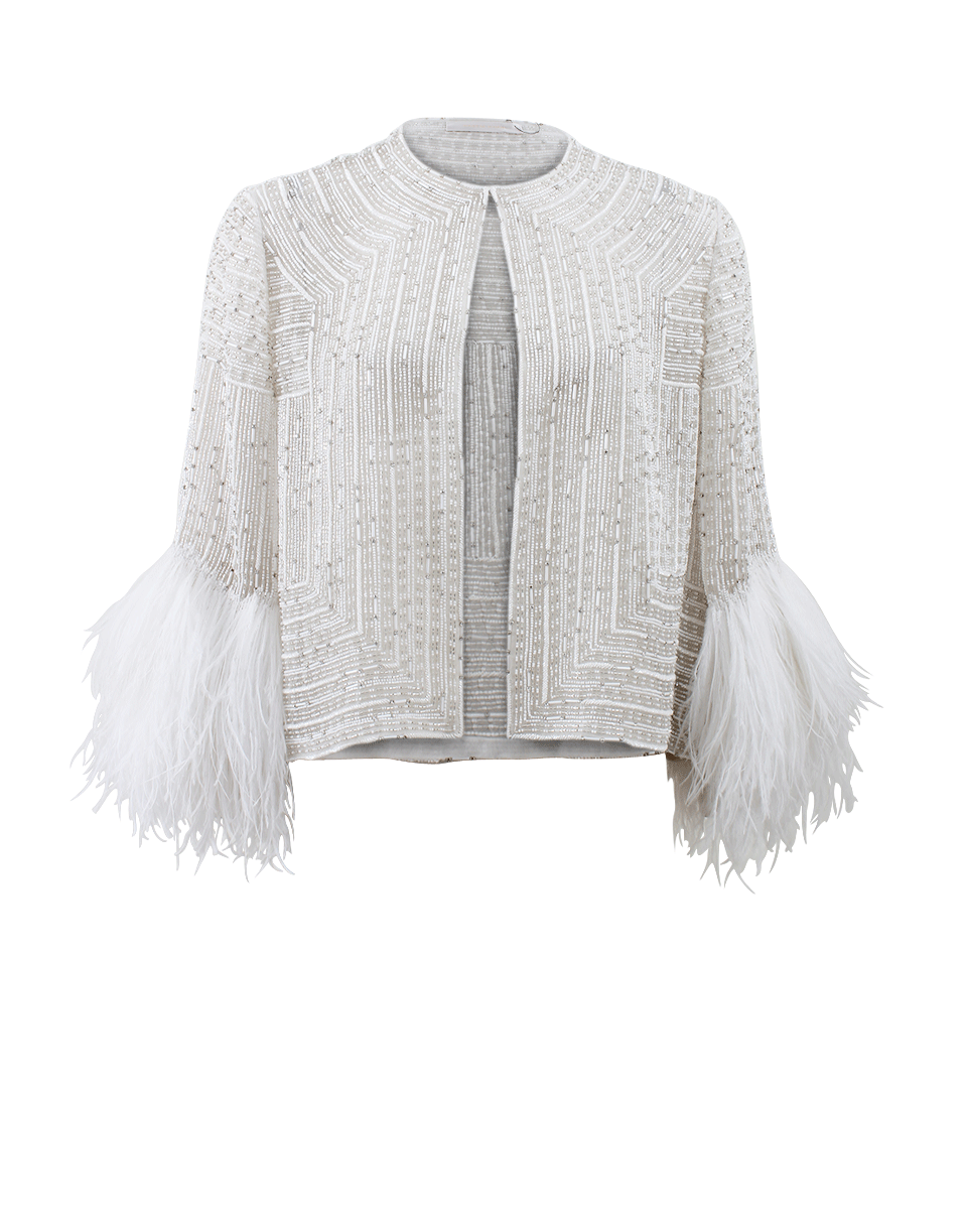 NAEEM KHAN-Linear Beaded Jacket-WHITE