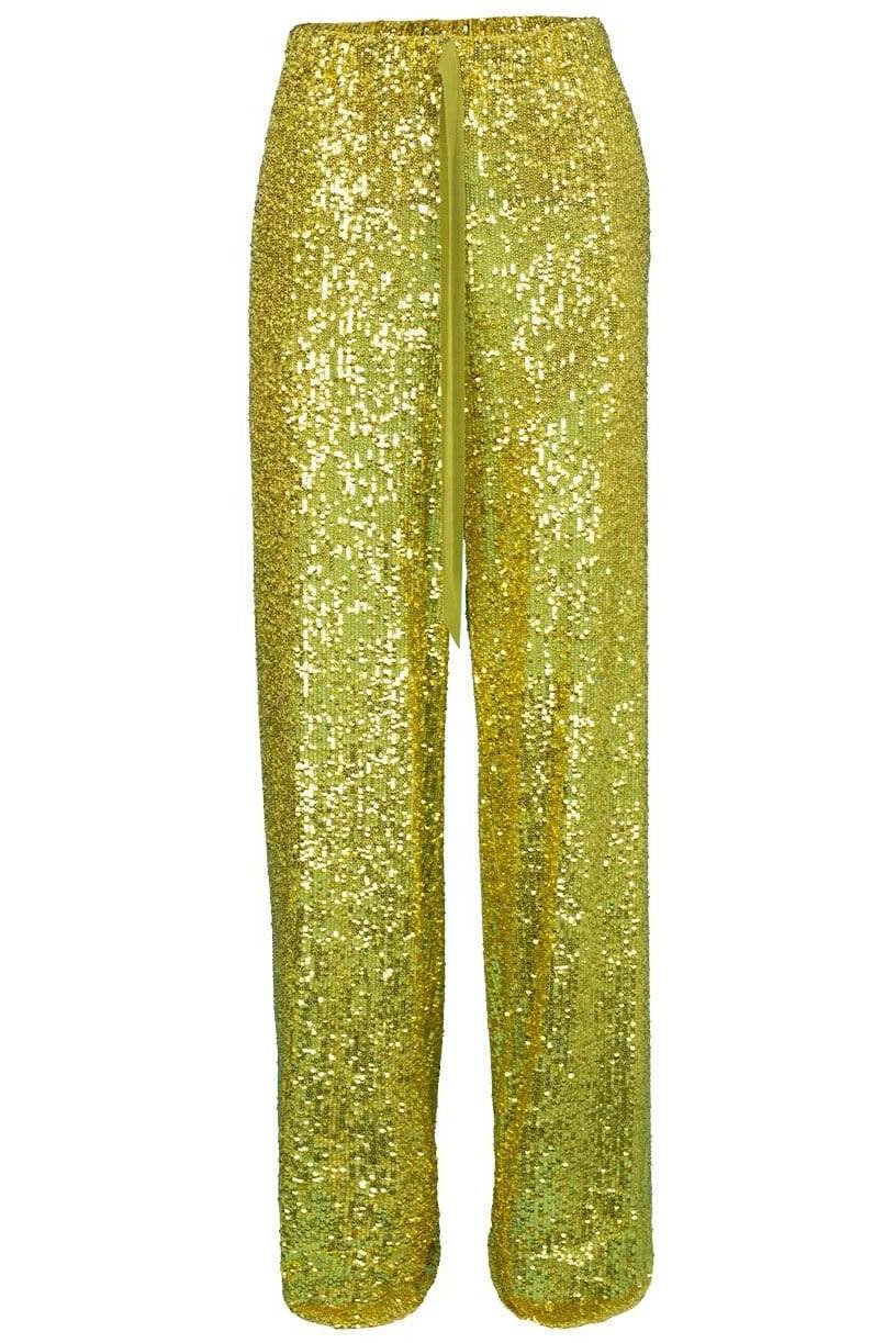 NAEEM KHAN-Lime Sequin Knit Pant-