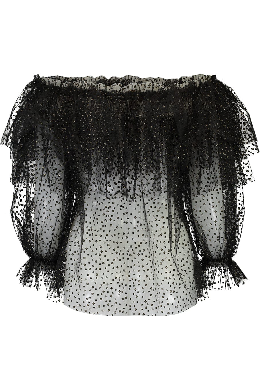 NAEEM KHAN-Off Shoulder Ruffle Blouse-