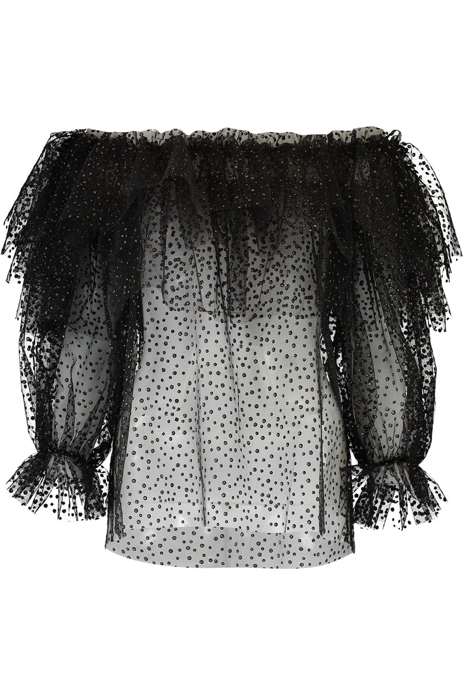 NAEEM KHAN-Off Shoulder Ruffle Blouse-