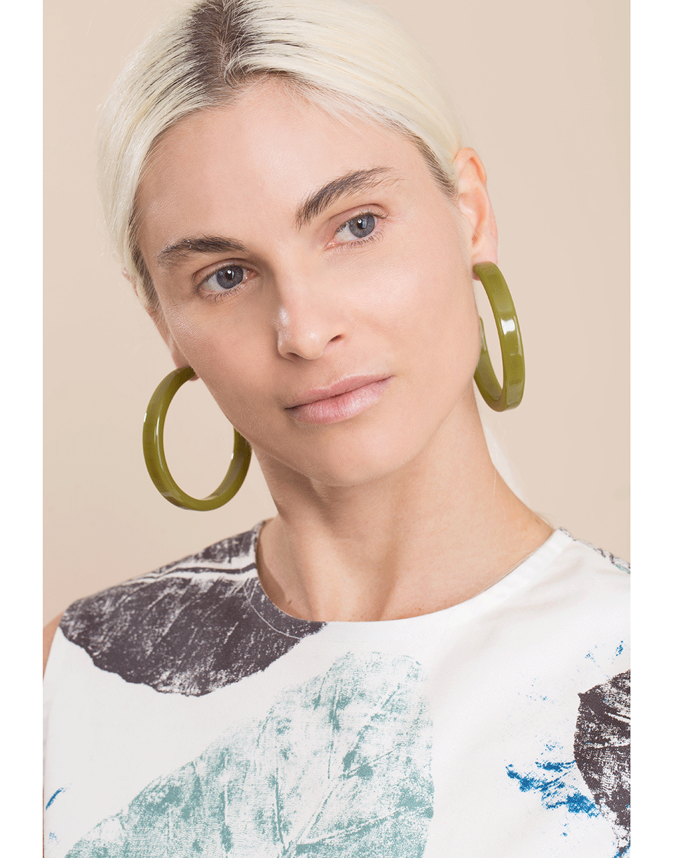 NAHMU-Green Hoop Earrings-GREEN