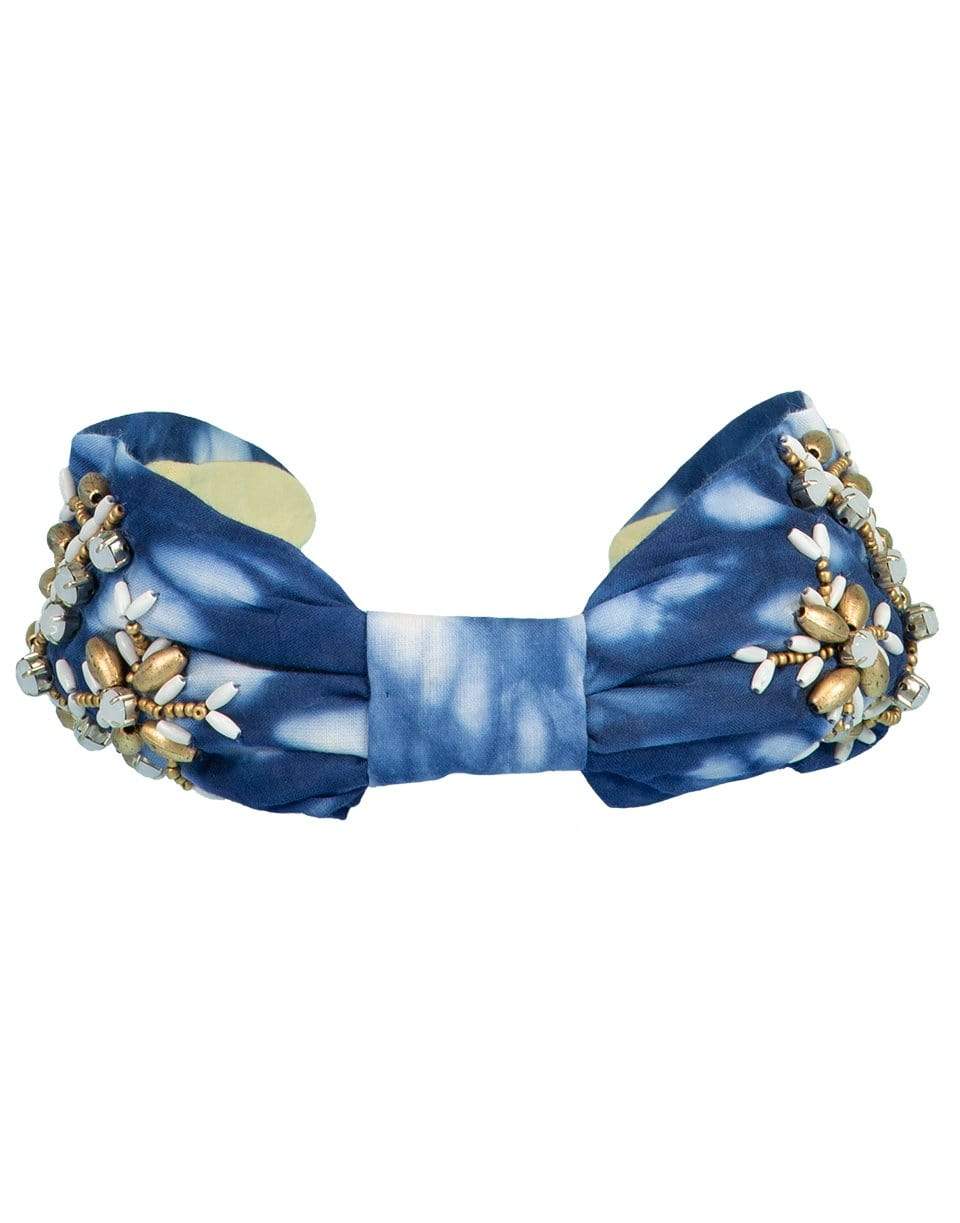 NAMJOSH-Bead And Shell Headband-BLU/GLD
