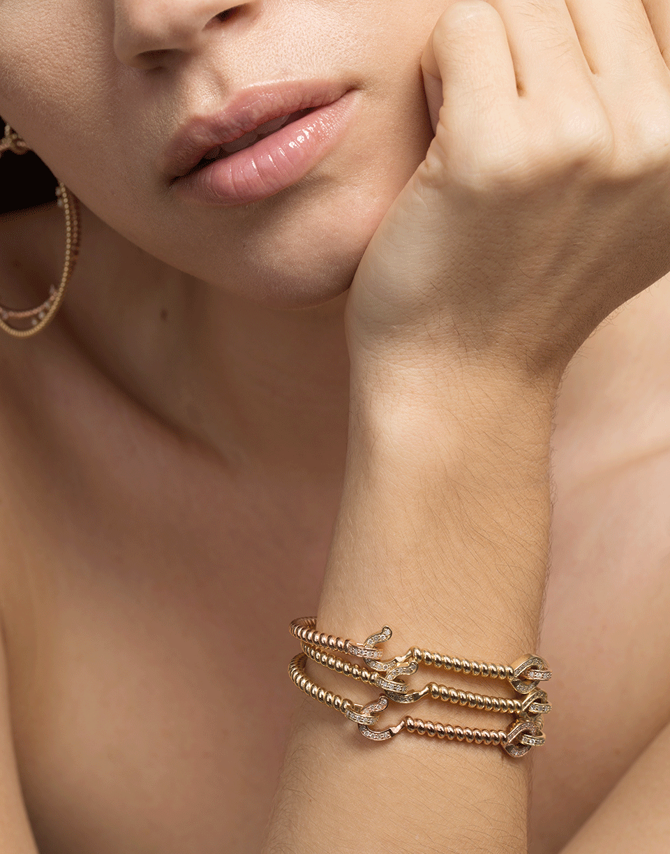 NANCY NEWBERG-Diamond Hook Mixed Gold Twist Bracelet-ROSE GOLD
