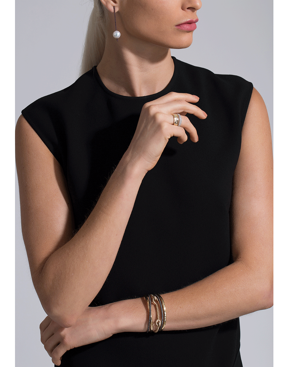 NANCY NEWBERG-Diamond Line Silver Double Cuff-YELLOW GOLD