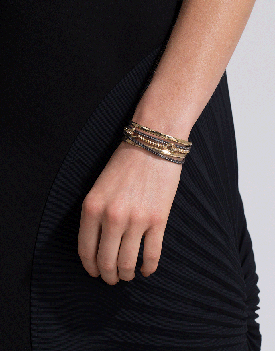 NANCY NEWBERG-Diamond Line Silver Double Cuff-YELLOW GOLD