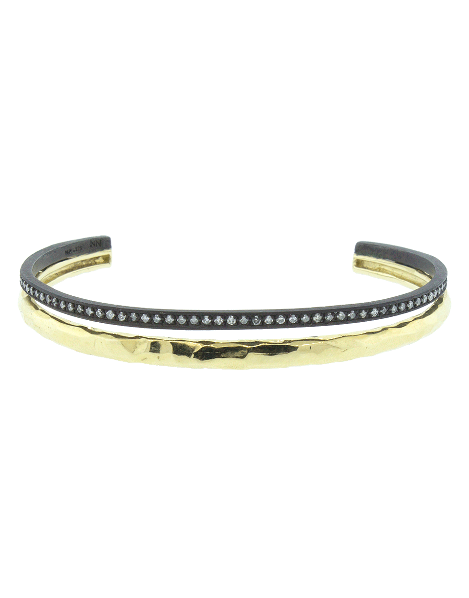 NANCY NEWBERG-Diamond Line Silver Double Cuff-YELLOW GOLD