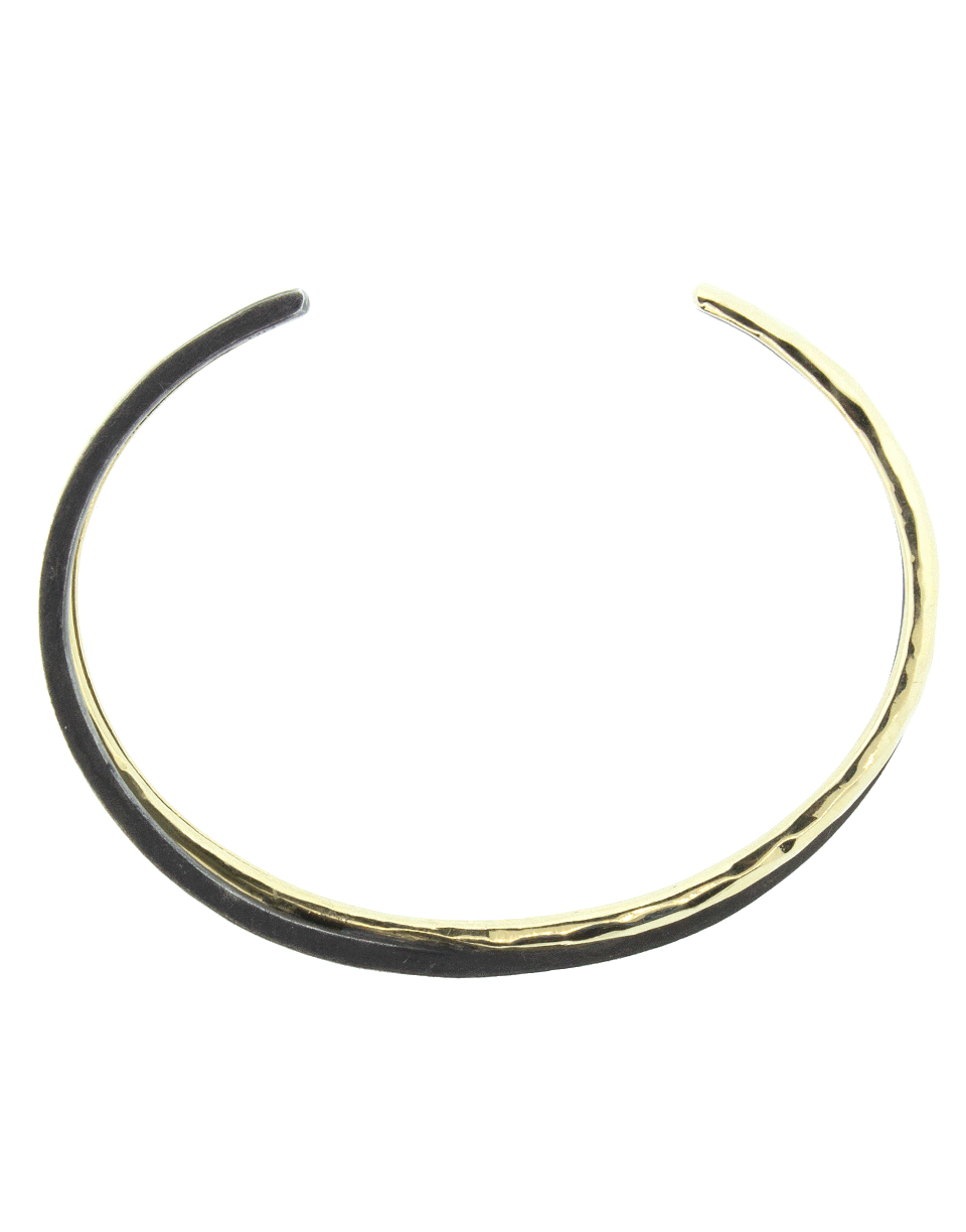 NANCY NEWBERG-Diamond X Hammered Silver Cuff-YELLOW GOLD