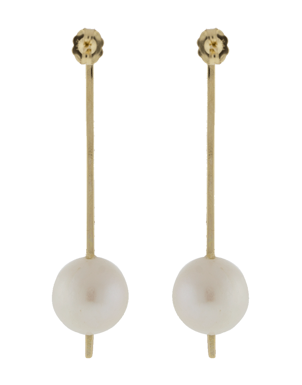NANCY NEWBERG-Pearl And Diamond Stick Earrings-YELLOW GOLD