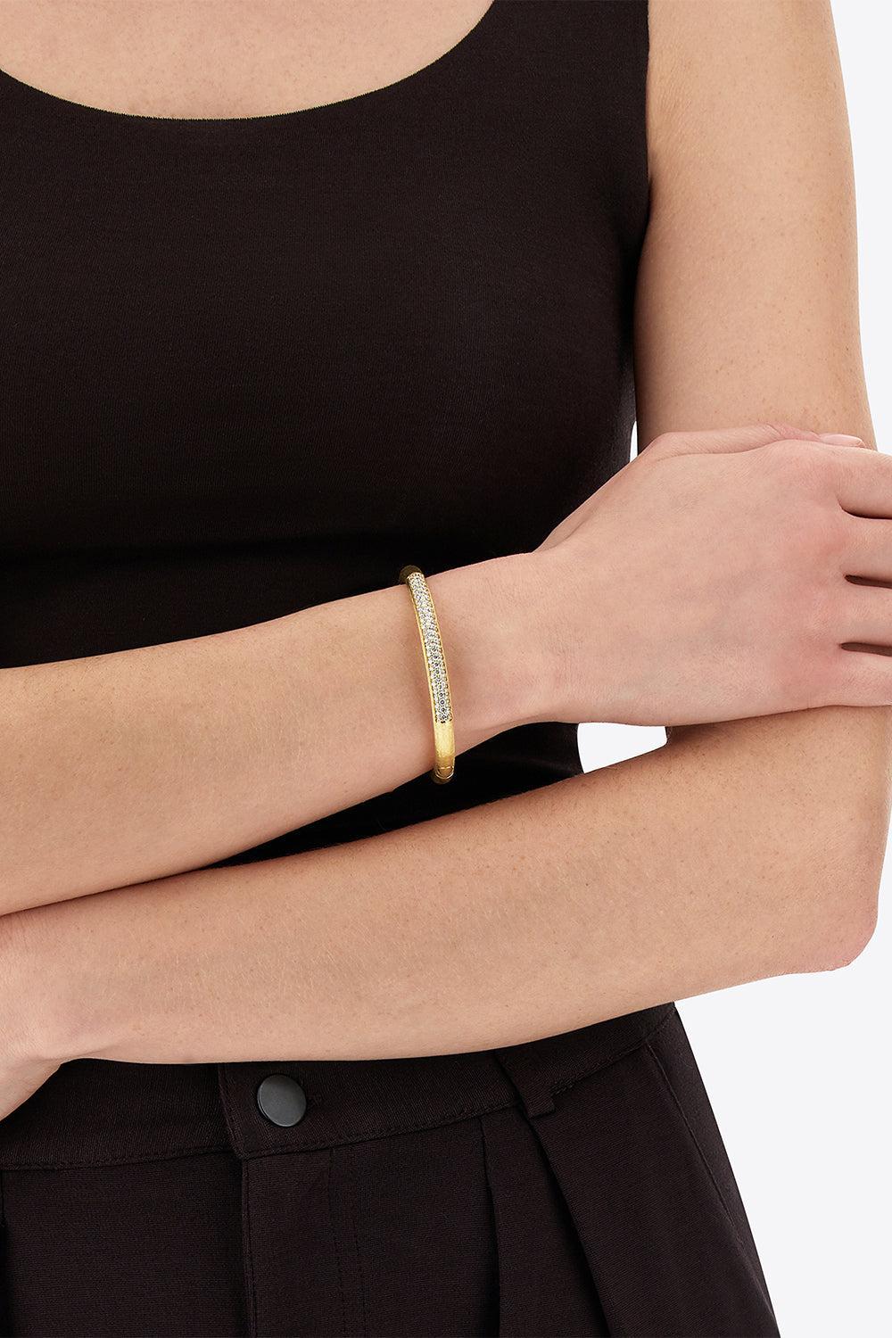 Diamond Pave Libera Aura Bangle Bracelet-YELLOW GOLD-JEWELRYFINE JEWELBRACELET O-NANIS