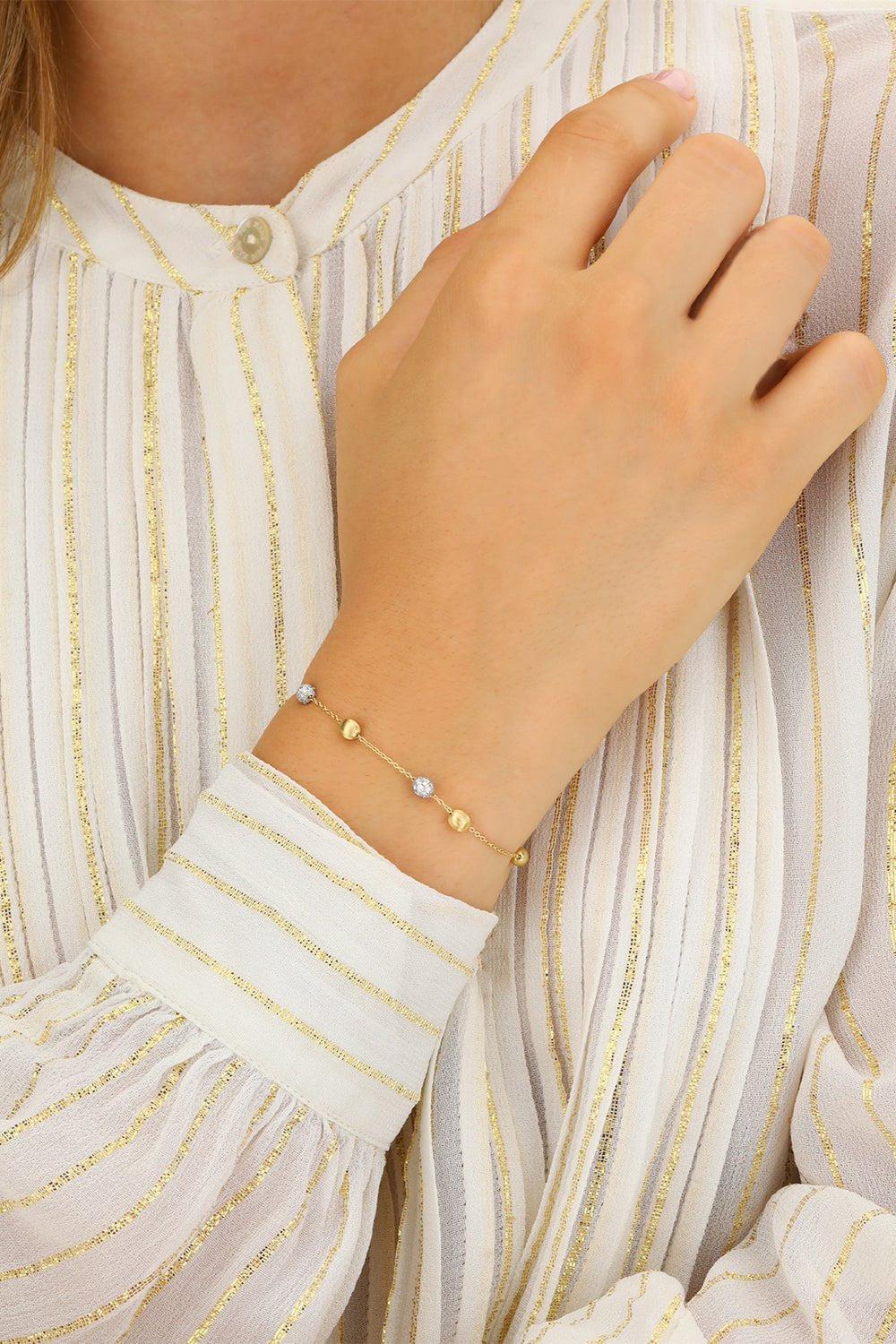 NANIS-Elite Gold Diamond Ball Bracelet-YELLOW GOLD