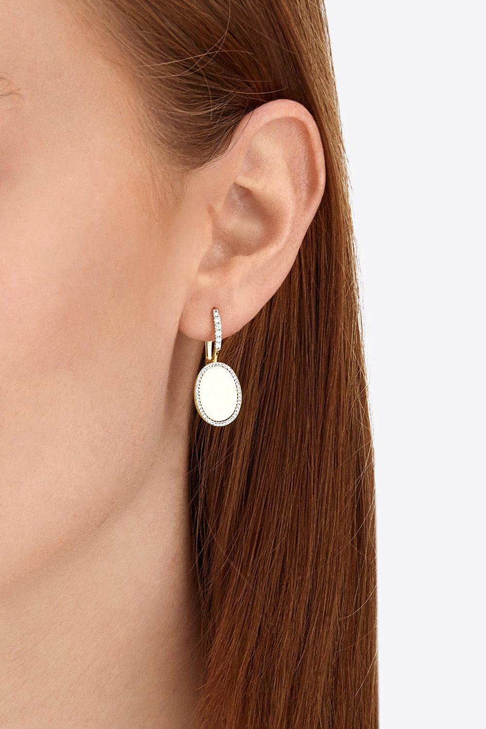 Diamond Halo Sway Circle Drop Earrings-YELLOW GOLD-JEWELRYFINE JEWELEARRING-NANIS