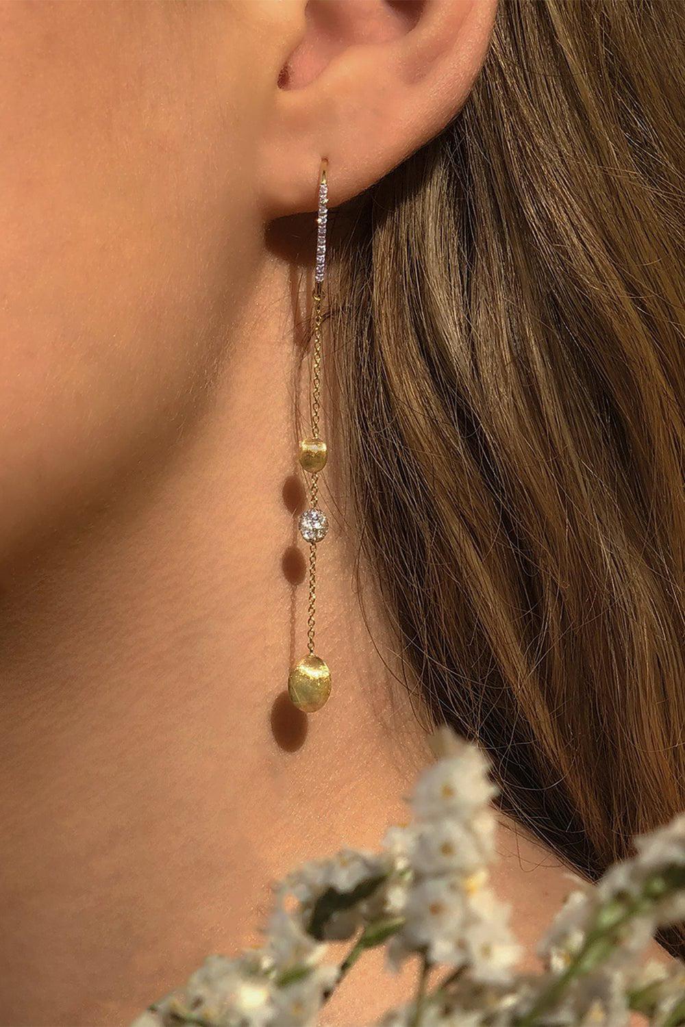 NANIS-Diamond Long Drop Earrings-YELLOW GOLD