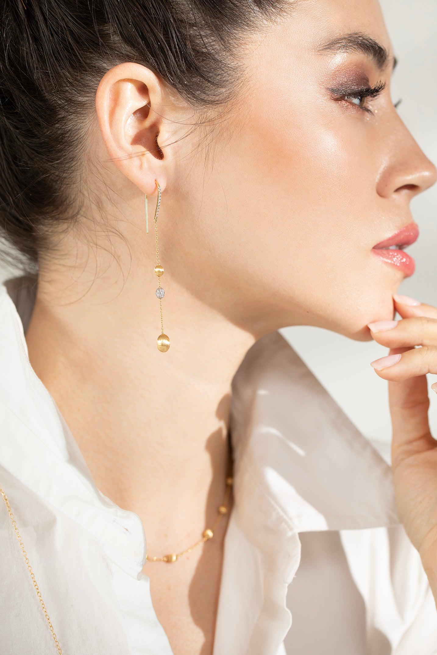 NANIS-Diamond Long Drop Earrings-YELLOW GOLD
