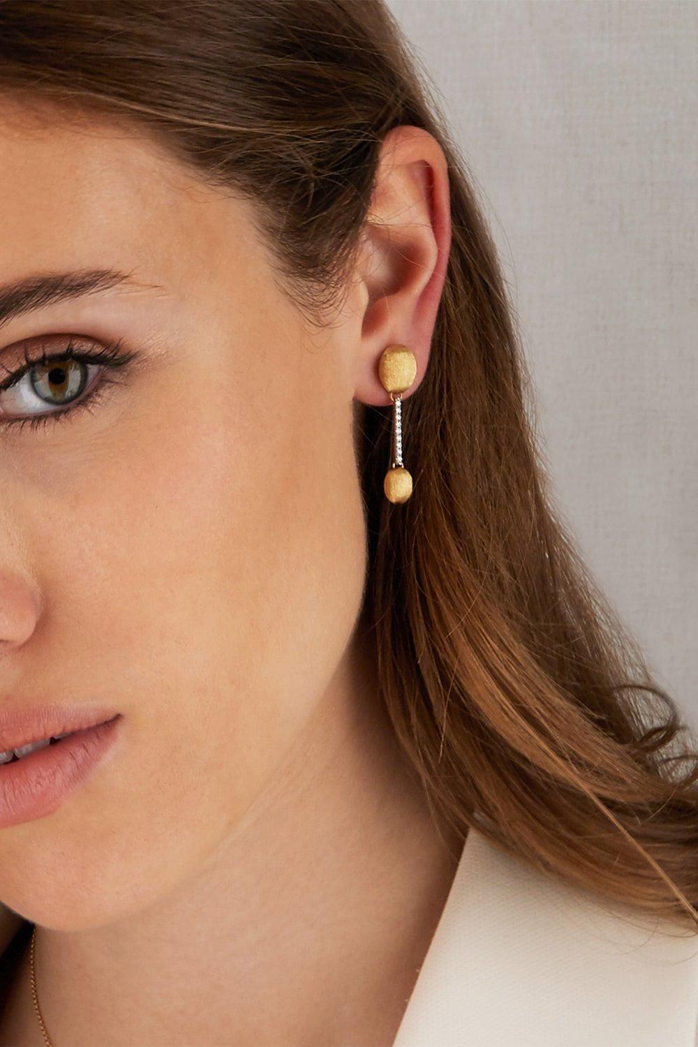 NANIS-Elite Diamond Bar Drop Earrings-YELLOW GOLD