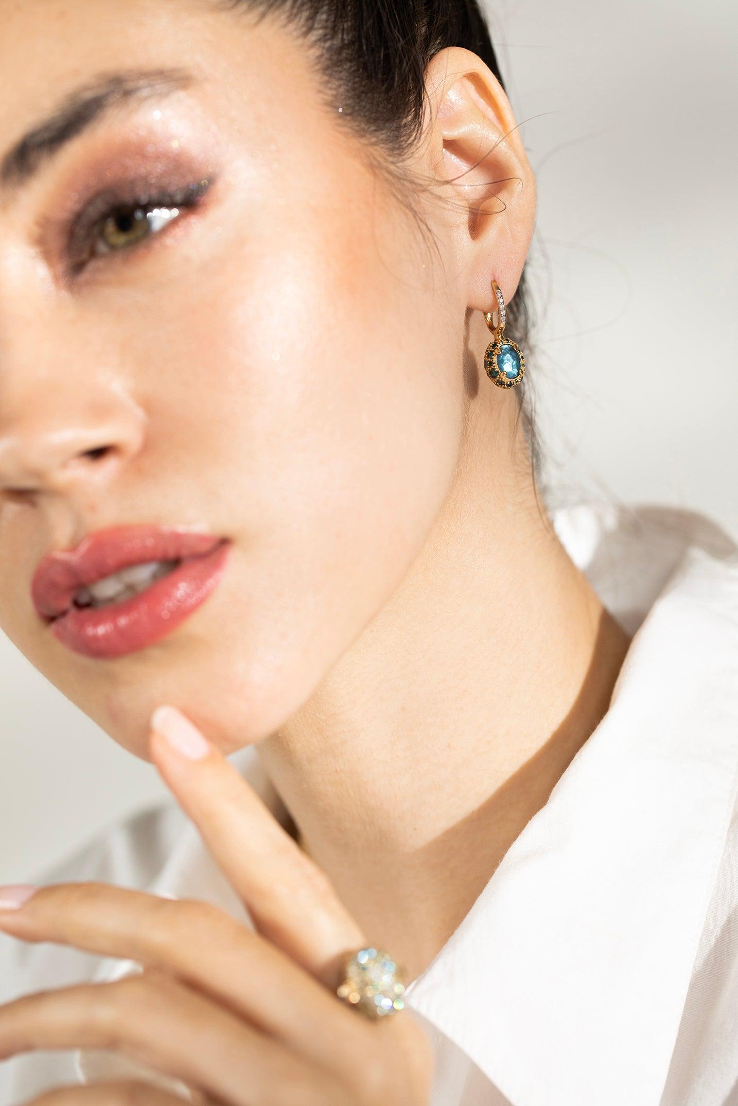 NANIS-Reverse London Topaz Earrings-YELLOW GOLD