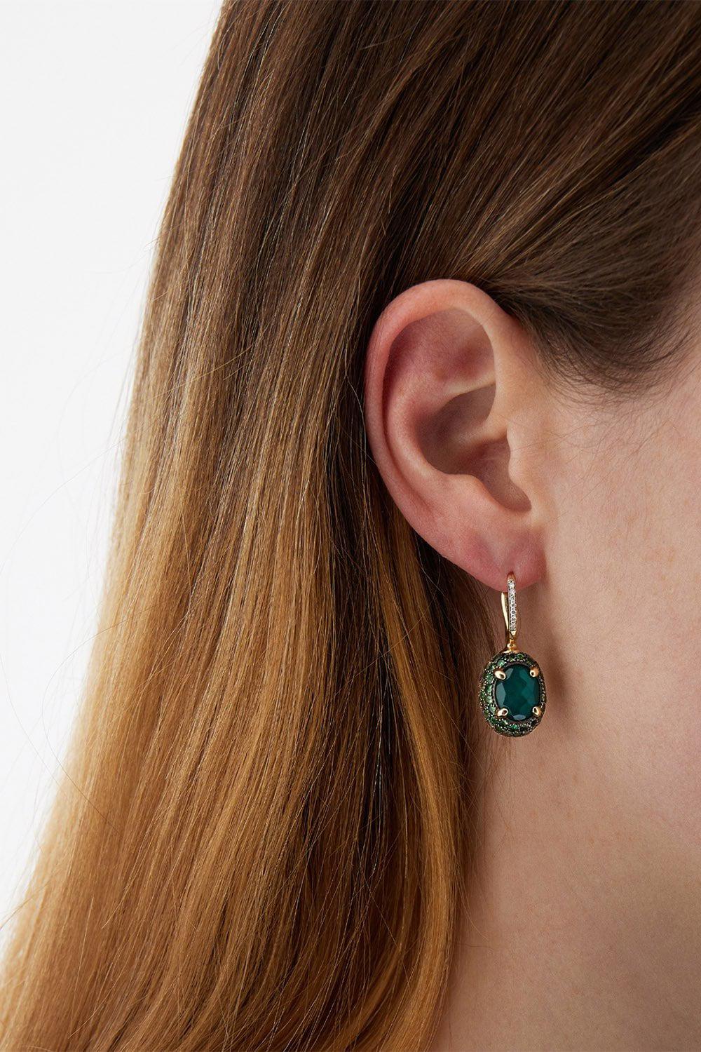 NANIS-Reverse Medium Labradorite Double-Face Drop Earrings-YELLOW GOLD