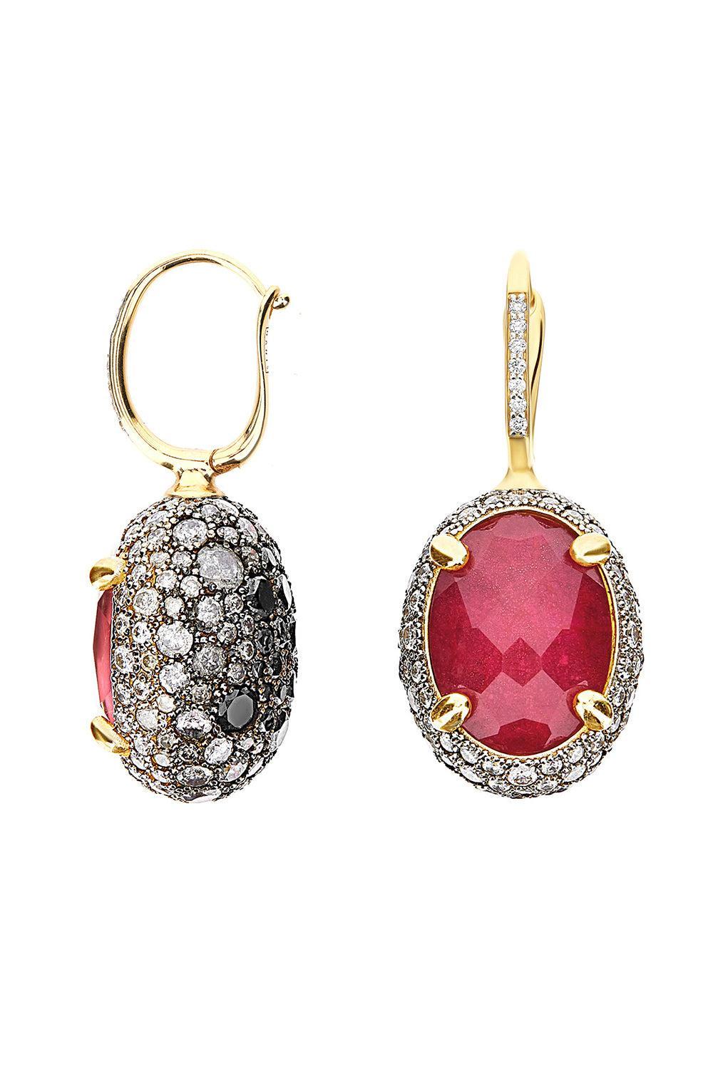 Ruby Diamond Reverse Ciliegine Double Face Drop Earrings-YELLOW GOLD-JEWELRYFINE JEWELEARRING-NANIS