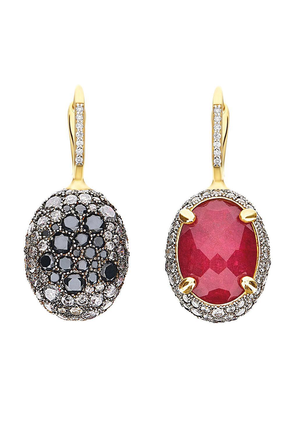 Ruby Diamond Reverse Ciliegine Double Face Drop Earrings-YELLOW GOLD-JEWELRYFINE JEWELEARRING-NANIS