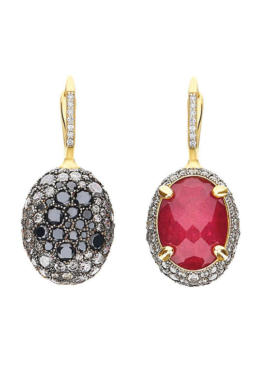 Ruby Diamond Reverse Ciliegine Double Face Drop Earrings-YELLOW GOLD-JEWELRYFINE JEWELEARRING-NANIS