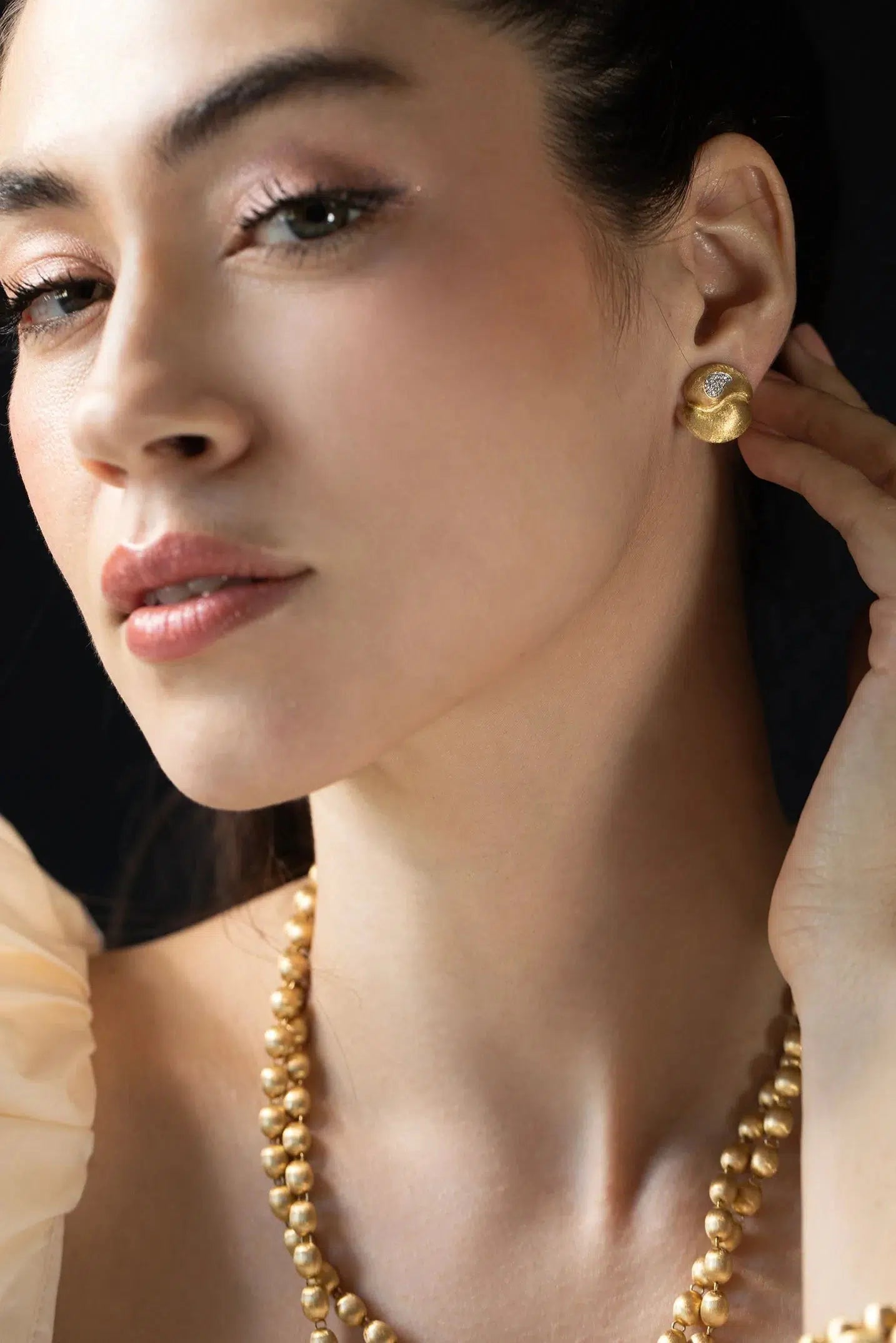 NANIS-Transformista Diamond Stud Earrings-YELLOW GOLD