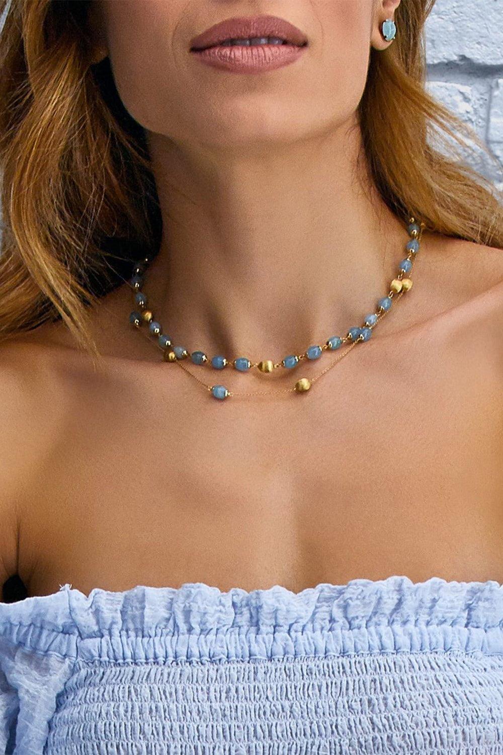 NANIS-Azure Aquamarine 3-in-1 Necklace-YELLOW GOLD