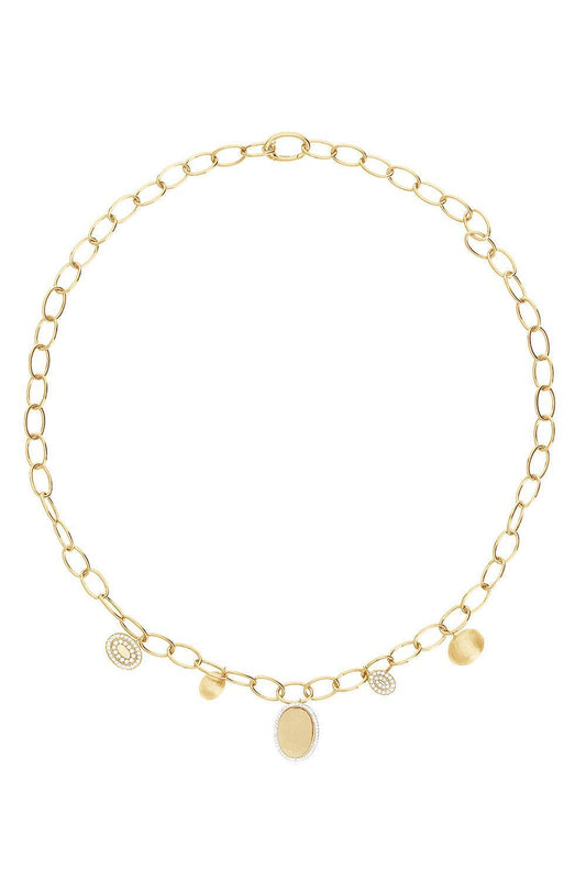 Diamond Alternating Boule Link Sway Necklace