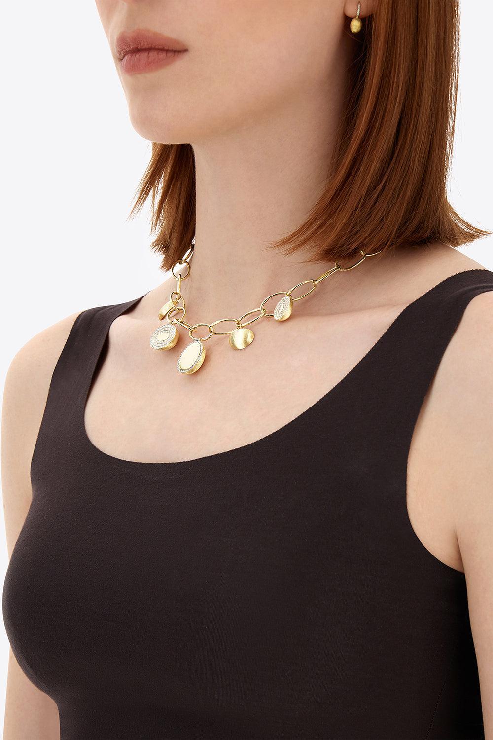 Diamond Boules Sway Link Choker Necklace-YELLOW GOLD-JEWELRYFINE JEWELNECKLACE O-NANIS
