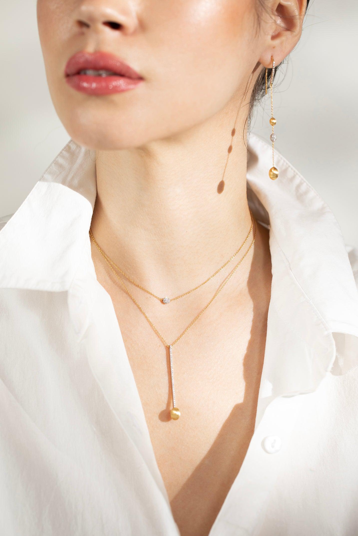 NANIS-Elite Diamond Bar Necklace-YELLOW GOLD