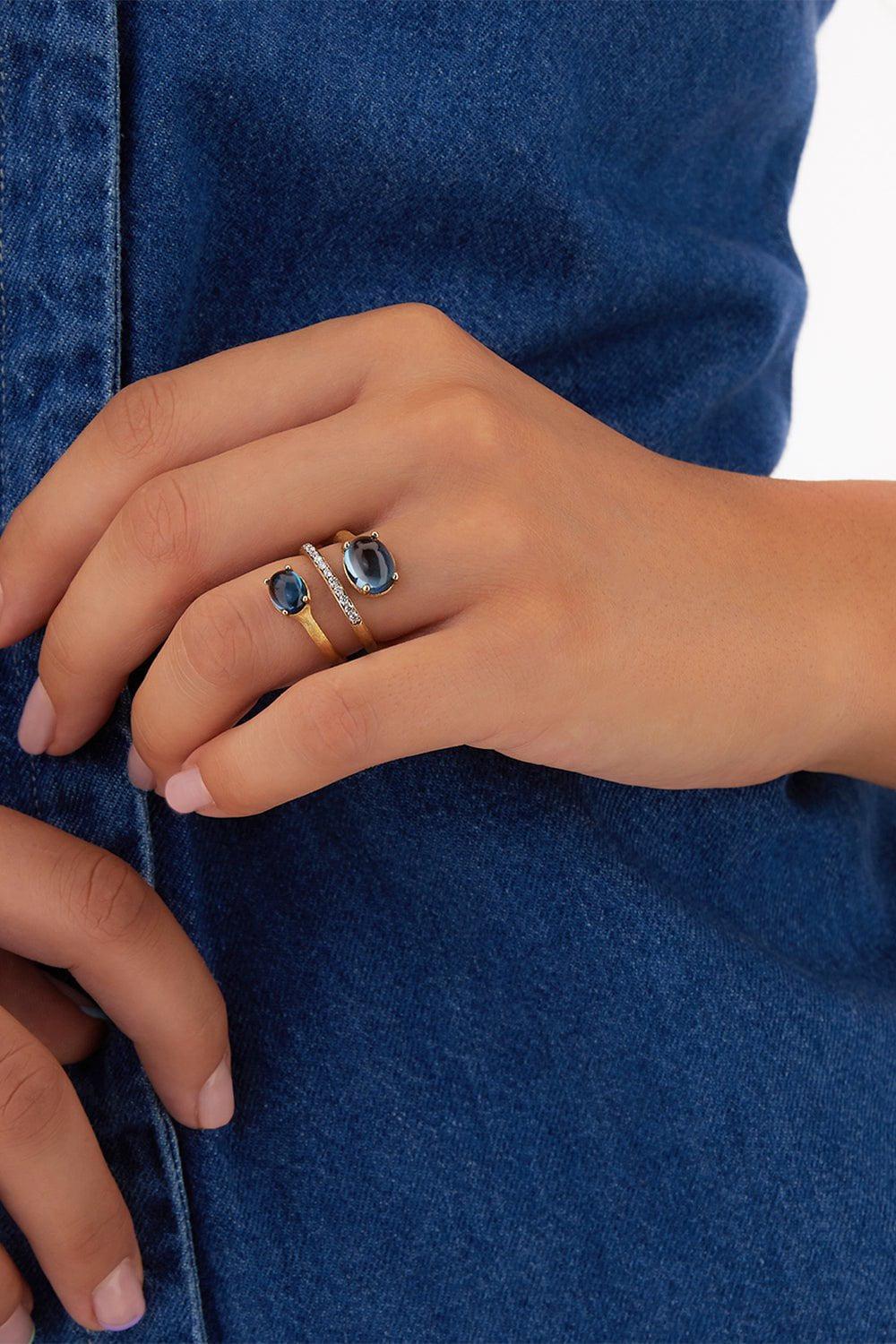 NANIS-Azure Topaz Spiral Ring-YELLOW GOLD