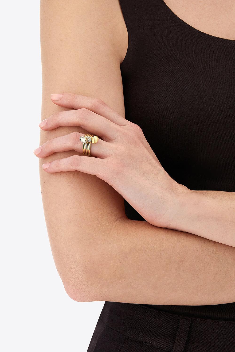 Diamond Multi Boules Three Band Ring-YELLOW GOLD-6.5-JEWELRYFINE JEWELRING-NANIS