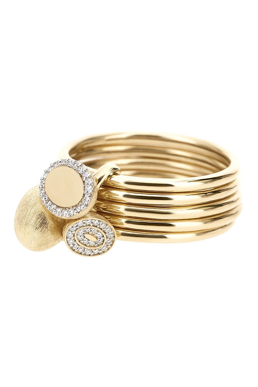 Diamond Multi Boules Three Band Ring-YELLOW GOLD-6.5-JEWELRYFINE JEWELRING-NANIS