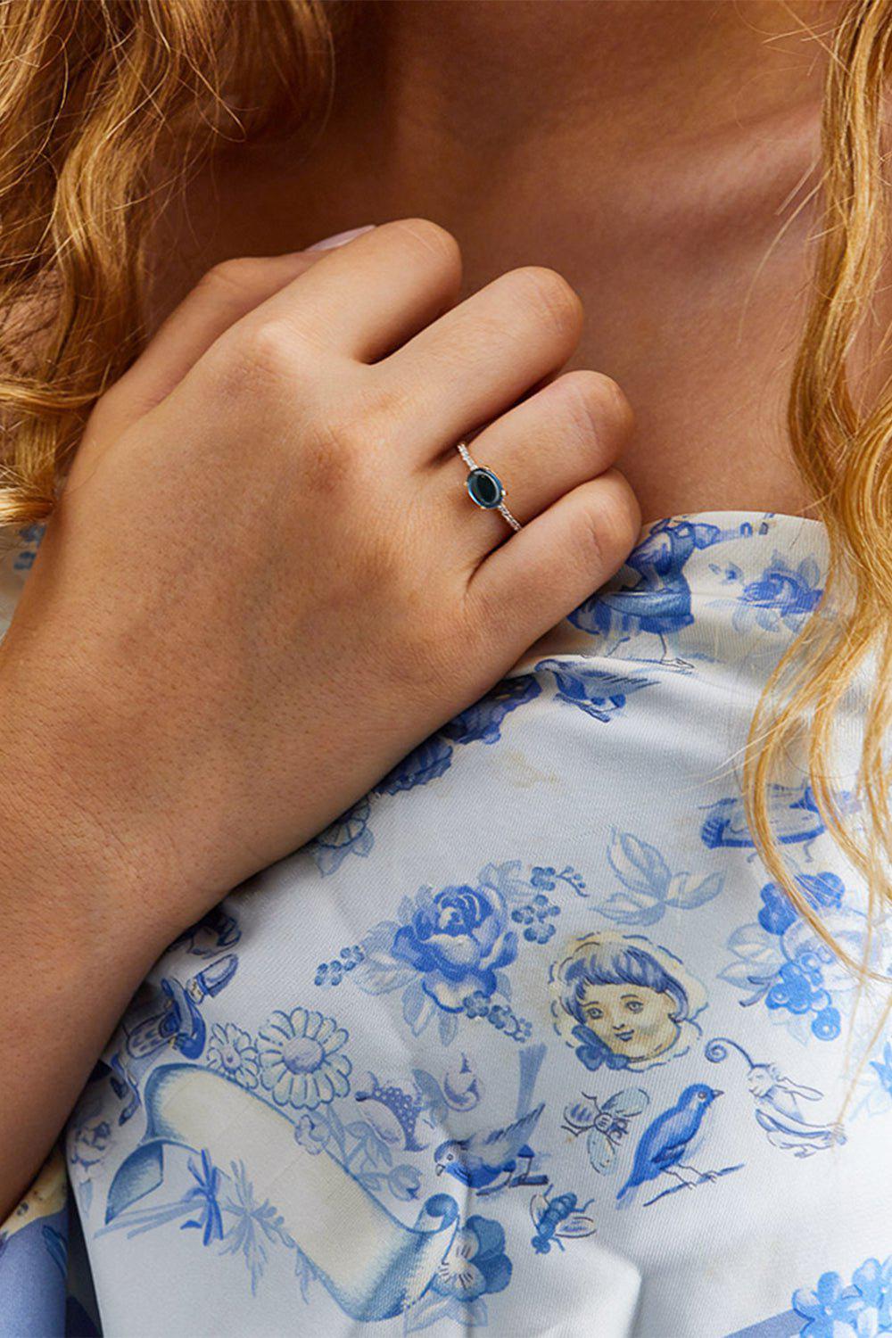NANIS-Azure Topaz Medium Ring-YELLOW GOLD