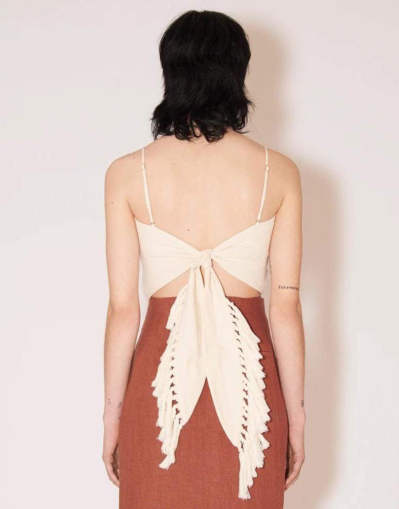 NANUSHKA-Raelynn Drape Fringe Scarf Top-
